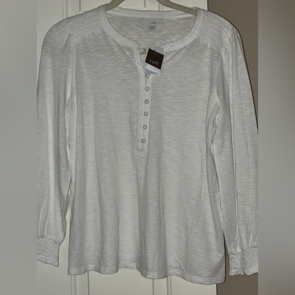 NWT J. Jill White Long Sleeve Top Sz XS - Picture 2 of 7